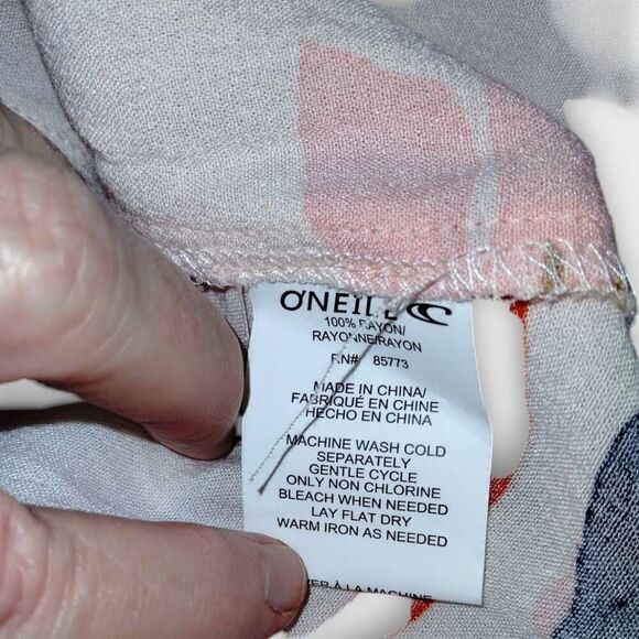 Oneil Womens Maxi Sz Large Peach Crepe Layered Strappy Peach Floral Cottagecore - Picture 14 of 16